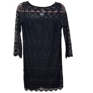MAX STUDIO XS Lace Black Dress Lined Long Sleeve